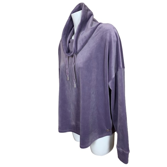 Calvin Klein Performance Purple Velour Drawstring Cowl Neck Sweatshirt XL - Picture 4 of 10